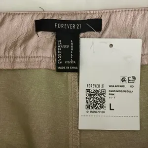 Forever 21 Metallic Pink Faux Leather Wide Leg Pants High Rise Slit Hem Large thumbnail 5