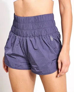 Free People FP Movement Purple Smocked Running Shorts XS High Rise Athletic thumbnail 1