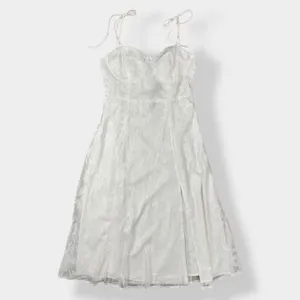 Lulus NWT Loveliest ‎ Looks White Floral Jacquard Tie Strap Midi dress Size M thumbnail 7