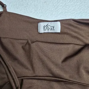 Oh Polly 37Y Chocolate Brown Ruched Bodycon Mini Dress Adjustable Straps US‎ 8 thumbnail 5