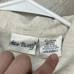 Vintage Embroidered Shirt short sleeve button up boxy crop womens Cream (medium) thumbnail 2