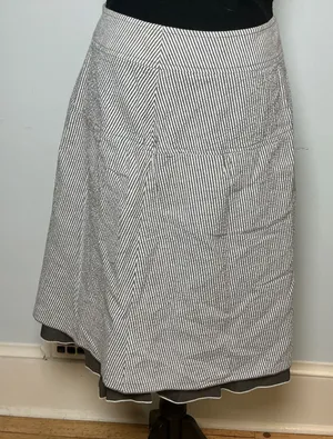 Seersucker Striped A-Line Midi Skirt Blue White Small Newport News by D.A.R. thumbnail 1
