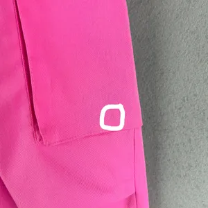 Shein Womens 1XL Pink Wide Leg Cargo Pants Elastic Waist Flap Pocket Pull On thumbnail 3