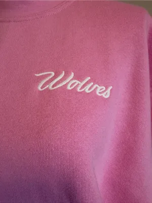 Darc Sport wolves oversized Crewneck sweatshirt pink woman's size small thumbnail 4