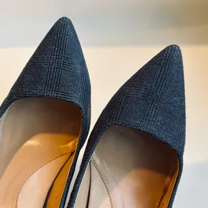 Banana Republic Navy Textured Pebble Leather Heels Size 9.5 thumbnail 4