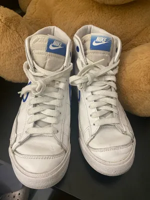 NIKE BLAZER MID 77 WHITE-HYPER BLUE "AIRBRUSH" Womens 5.5 thumbnail 2