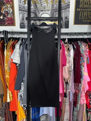 SHEIN BAE Black Satin Trim Strapless Tuxedo Midi Dress Women’s XS New NWT thumbnail 7