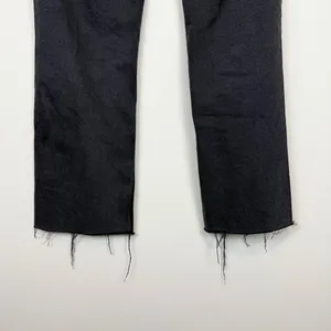 Zara High Rise Straight Leg Raw Hem Jeans Faded Black Size‎ 2 thumbnail 8