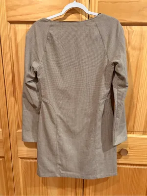 Zara Plaid Tailored Square Neck Long Sleeve Mini Dress woman’s L thumbnail 2