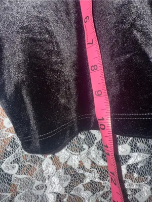 American Apparel Black Velvet Long-Sleeve Crop Top scoop neck vintage 90s y2k S thumbnail 8