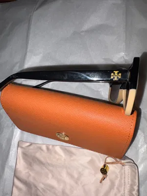 Tory Burch Black and Beige Oversized Women's Sunglasses with Orange Logo Case thumbnail 3