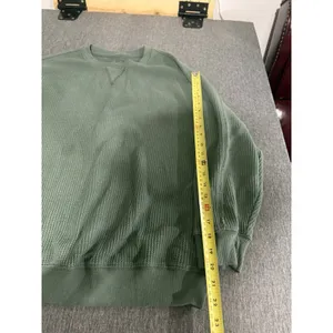 Aerie The Sweat Waffle Crew Neck Oversized Long Sweatshirt Royal Palm Sz L thumbnail 6