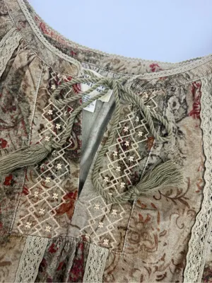 Denim & Supply Ralph Lauren Corduroy Peasant Dress Lace Trim Floral Botanical thumbnail 9