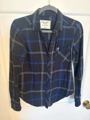 Abercrombie Blue Plaid Flannel thumbnail 1