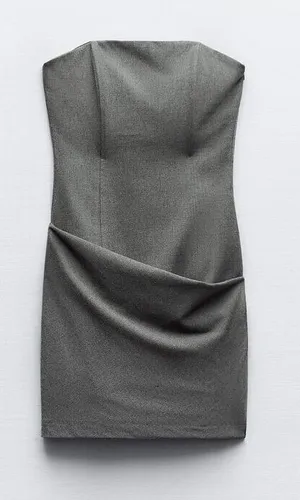 Zara Strapless Grey Mini Dress thumbnail 1