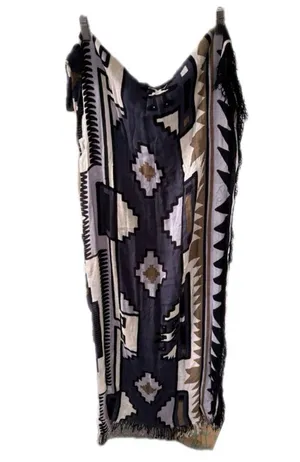 Unbranded Lightweight Southwestern Native American Navaho Fringe Scarf Shawl thumbnail 1