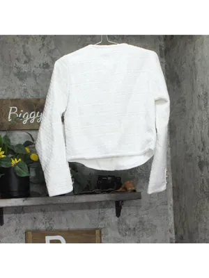 Aqua Womens 5-Button Crop Tweed Jacket OI5757BL White S thumbnail 2