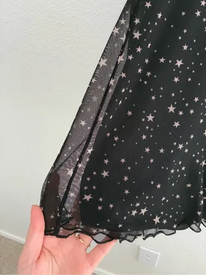 Altar'd State Black Star Mesh Long Sleeve A-Line Dress thumbnail 2