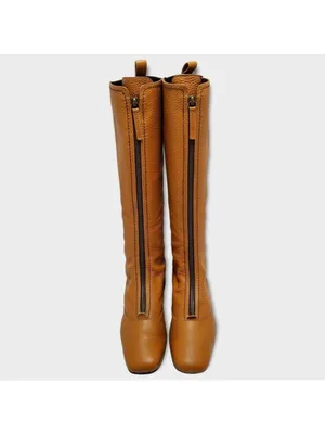Vicini Tapeet Zipper Tall Leather Boot Front Zip Up Flat Riding Boots Sz 37.5 thumbnail 2