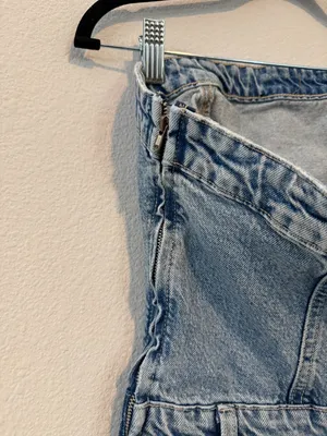 Zara Denim Strapless Mini Dress Size Medium thumbnail 4