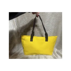 Abercrombie & Fitch Tote Bag Yellow & Brown Canvas Cotton Logo Moose Embroidery thumbnail 3