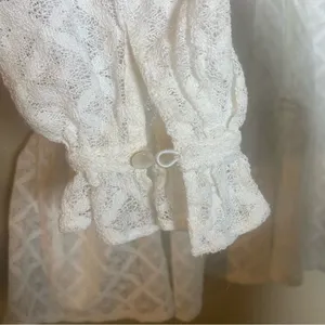 Sézane White Lace Peplum Long-Sleeve Top Lace Size 36 thumbnail 5