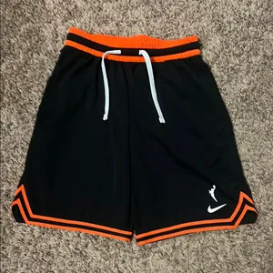 Nike Black and Orange Athletic Shorts with Elastic Waistband thumbnail 1