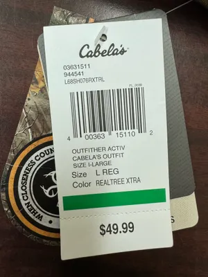 NWT Cabela’s Realtree Camouflage Long Sleeve Thermal Size Large thumbnail 7