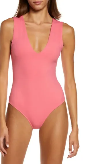 Free People Keep It Sleek Bodysuit in Pink Pointsetta Size S NWT thumbnail 1