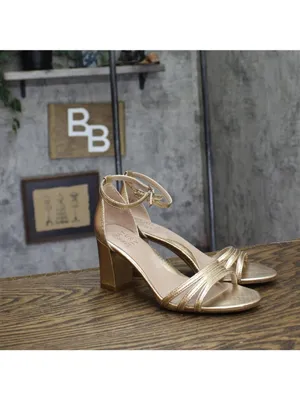 NWT Naturalizer Heidi Faux Leather Block Heel Sandals Light Champagne Brown 6.5M thumbnail 8