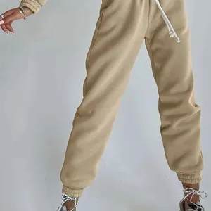 2Pcs Solid tracksuit Sports Set Hooded Sweatshirt Drawstring Jogger Pant Sporty thumbnail 4