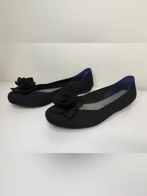 Rothy’s Black Rosette Flower Ballet Flats Size 8 thumbnail 2
