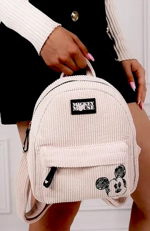 Disney Mickey Mouse Backpack, Beige, Corduroy, mini 24x20x9.5cm, Beige, One Siz thumbnail 1