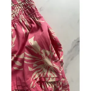 Jodifl Pink Floral Maxi Dress Puff Sleeve Sz Small Tiered Boho Cottage core chic thumbnail 10