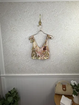 Free People Intimately Cream Weekend In Montauk Deep V-Neck Crop Top - Size - XS thumbnail 2