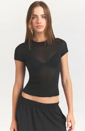 NWT SKIMS Sheer Rib T-Shirt thumbnail 1