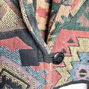 Vintage Flashback Southwestern Pattern Cropped Tapestry Jacket Size Medium Green thumbnail 6