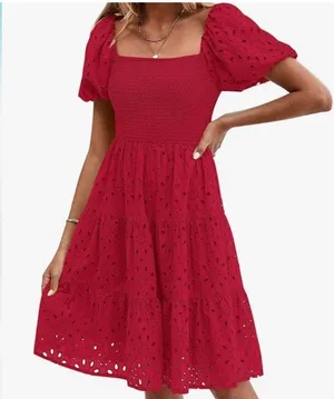 Boutique Red Smocked Eyelet Dress thumbnail 1