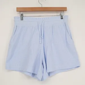 Aerie Womens Light Blue Textured Lounge Shorts Size S Small Drawstring Elastic thumbnail 2