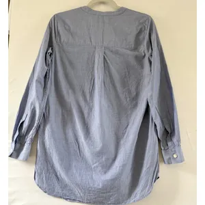 Theory Blue Cotton Chambray Collarless Tunic Shirt Long Sleeve G0704 S thumbnail 2