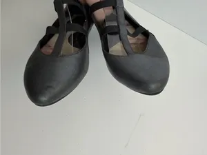 Born Ballet Flats Leather T Strap Dark Academia WhimsiGoth Metallic Grey Black thumbnail 13