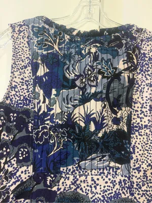 Anthropologie Mauve Navy and White Floral Sleeveless Dress thumbnail 4