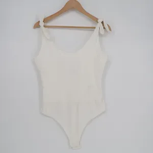 Lulus Pretty Pleased Bodysuit Womens Large White Stretch Tie-Strap One Piece thumbnail 2