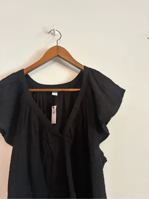 Old Navy NWT Black V-Neck Flutter Short Sleeve Mini/Midi Dress thumbnail 5