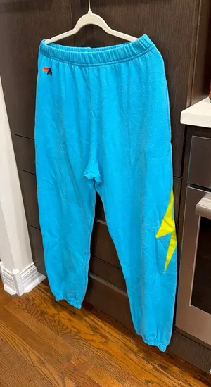 Aviator Nation sweatpants in a sky blue or light turquoise XL thumbnail 1