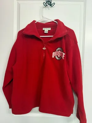 Vintage BellePointe Ohio State Buckeyes Red Fleece Quarter Zip L thumbnail 3