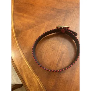 Vintage CARLISLE Belt XS RED Leather 1629 GOLD Metal 1990s Retro thumbnail 7