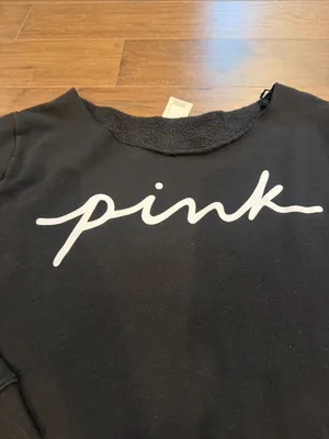 PINK Victoria's Secret Off-Shoulder Black Sweatshirt Medium - C28-013 thumbnail 4