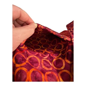 Vintage Handmade Boho Patchwork Quilted Shoulder Bag Orange Red Cottagecore thumbnail 5