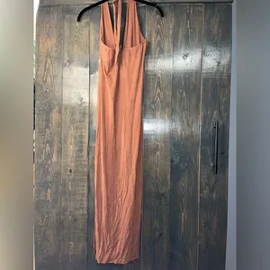 See You Monday Elegant Terracotta Halter Maxi Dress Ribbed Knit‎ Summer Beach Boho Chic F59 thumbnail 6